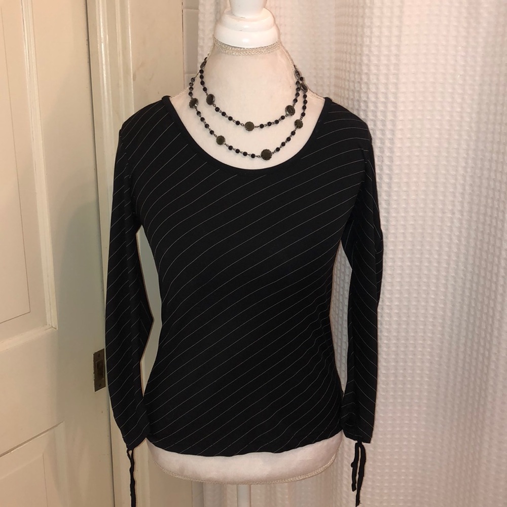 Banana Republic black pin striped stretch shirt